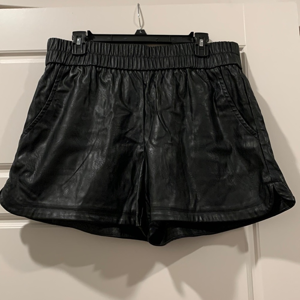 Black Pleather Shorts